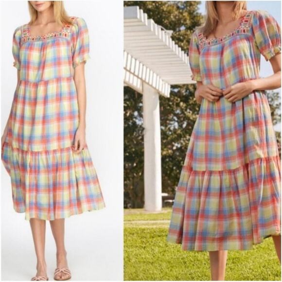 Johnny Was NEW plaid delacy‎ midi dress size XL - Picture 1 of 12